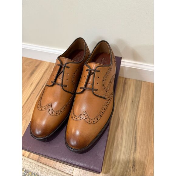 Johnston & Murphy Men's Henrick Wingtip Tan Full Grain Leather Size 9 M